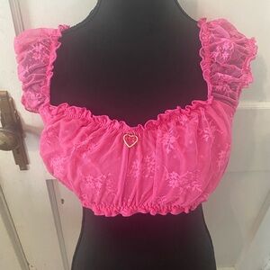 Auden Pink Lace lingerie with Heart Detail